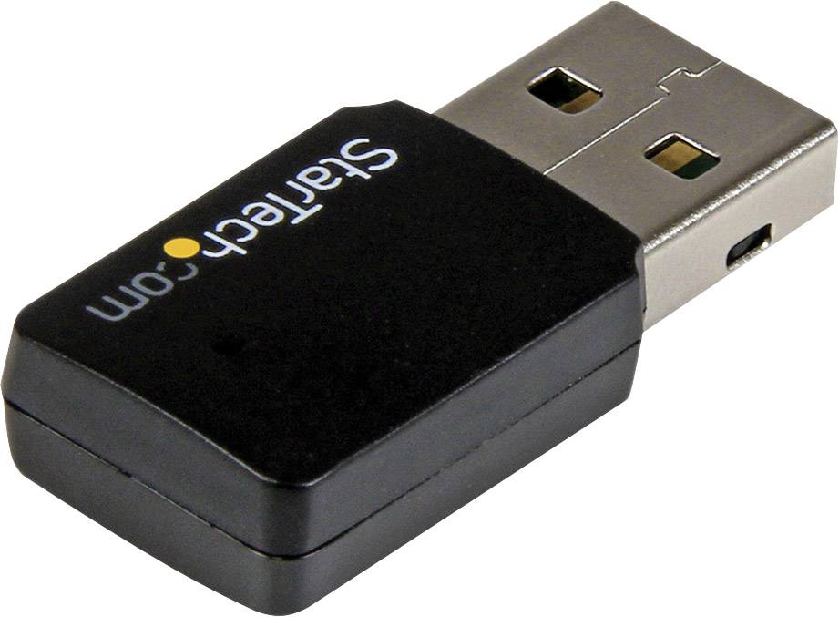 Clé USB avec logo 'StarTech.com' sur un boîtier noir, connecteur USB argenté.
