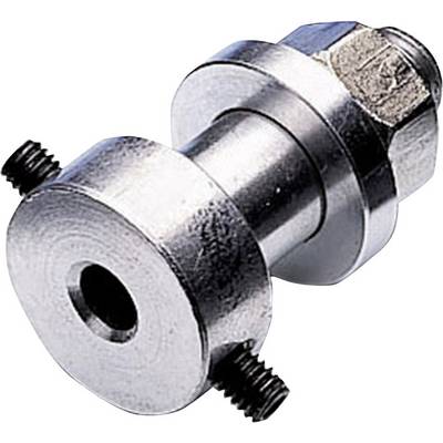 Pièce mécanique cylindrique en argent avec deux vis latérales. Principalement utilisée dans des applications techniques.