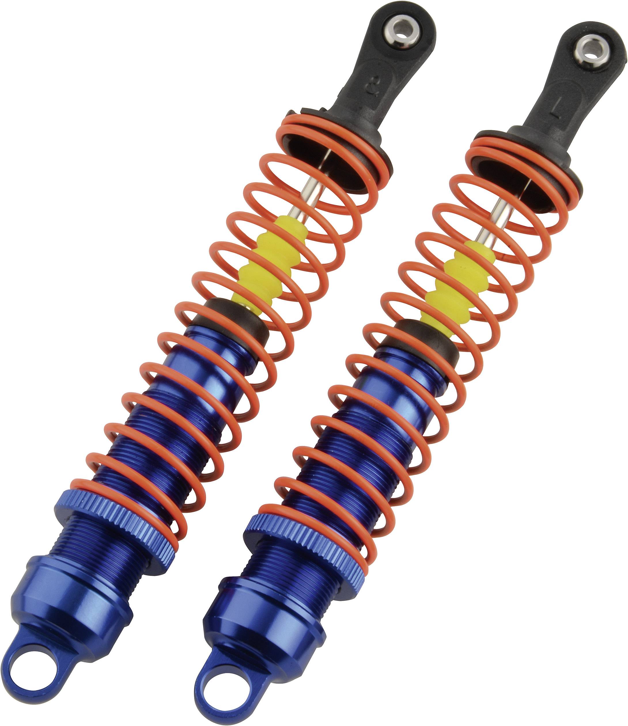 Reely 18 Amortisseur à pression d'huile en aluminium bleu avec ressorts orange 129 mm 2 pc(s