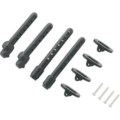 Boulons de carrosserie noirs miniatures avec vis et éléments de fixation, pour une fixation sécurisée sur des modèles réduits ou des véhicules radiocommandés.