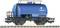 Un wagon-citerne bleu avec le logo 'ARAL' sur des rails. Les détails du wagon sont précis et montrent une représentation réaliste.