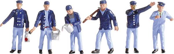 Figurines conducteur de locomotive et agents de manœuvre, voie TT