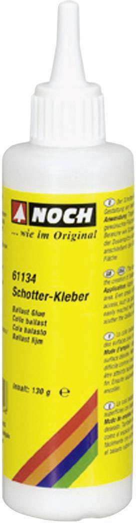 Bouteille jaune portant l'inscription 'NOCH Colle pour ballast'. Convient pour le modélisme, contient 130 g de colle.