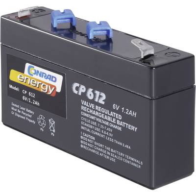 Batterie au plomb 6 V 1.2 Ah Conrad energy CE6V/1,2Ah plomb (AGM) (l x H x P) 97 x 51 x 25 mm cosses plates 4,8 mm sans 