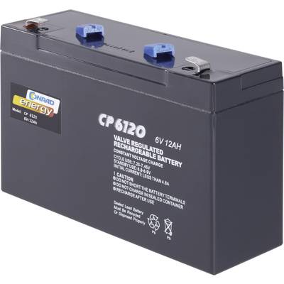 Batterie au plomb 6 V 12 Ah Conrad energy CE6V/12Ah plomb (AGM) (l x H x P) 151 x 94 x 50 mm cosses plates 6,35 mm sans 