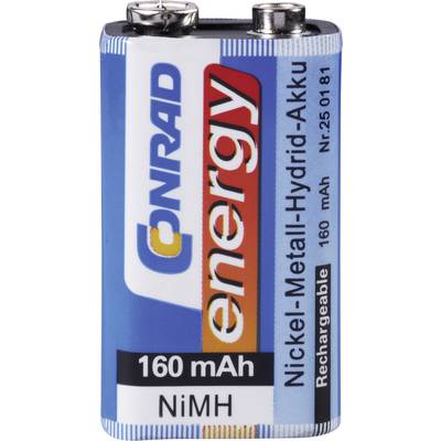 Conrad energy 6LR61 Pile rechargeable 6LR61 (9V) NiMH 160 mAh 8.4 V 1 pc(s)
