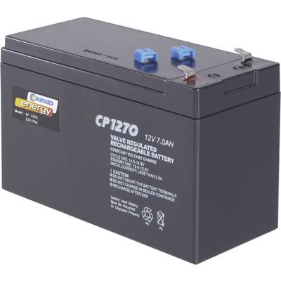 Batterie au plomb 12 V 7 Ah Conrad energy CE12V/7Ah plomb (AGM) (l x H x P) 151 x 95 x 65 mm cosses plates 4,8 mm sans e