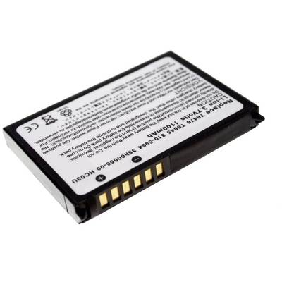 Une batterie lithium-ion rectangulaire avec contacts et étiquetage. Adaptée aux appareils électroniques tels que les appareils photo ou les téléphones.