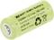 Une batterie rechargeable NiMH verte portant l'inscription 'XCell', tension de 1,2 V, capacité de 500 mAh, fabriquée en Chine, recyclable.