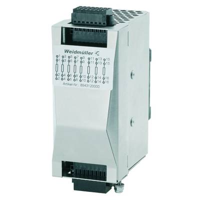 Un dispositif électronique de Weidmüller avec des connexions et des étiquettes pour différents circuits électriques.