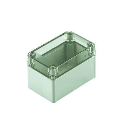 Un boîtier rectangulaire, vert et transparent en plastique, adapté aux composants électroniques.