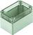 Boîtier rectangulaire transparent à quatre coins, adapté aux composants électroniques ou aux câblages.