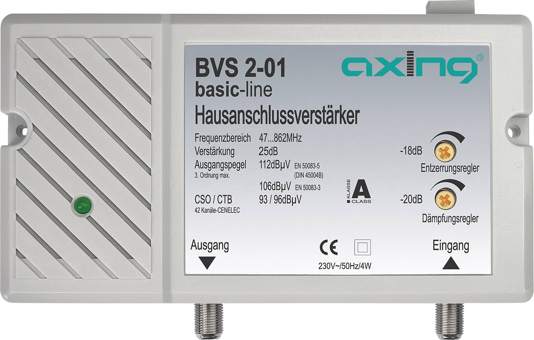 Amplificateur BK avec connexions F 30 dB Axing BVS 2 -01