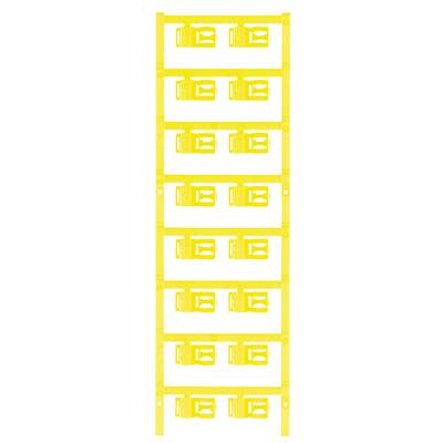 Un élément porteur vertical jaune avec plusieurs ouvertures rectangulaires régulièrement disposées pour le support de câbles.