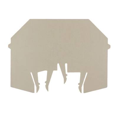 Forme en carton beige en rectangle irrégulier avec des détails symétriques découpés le long du bord inférieur.