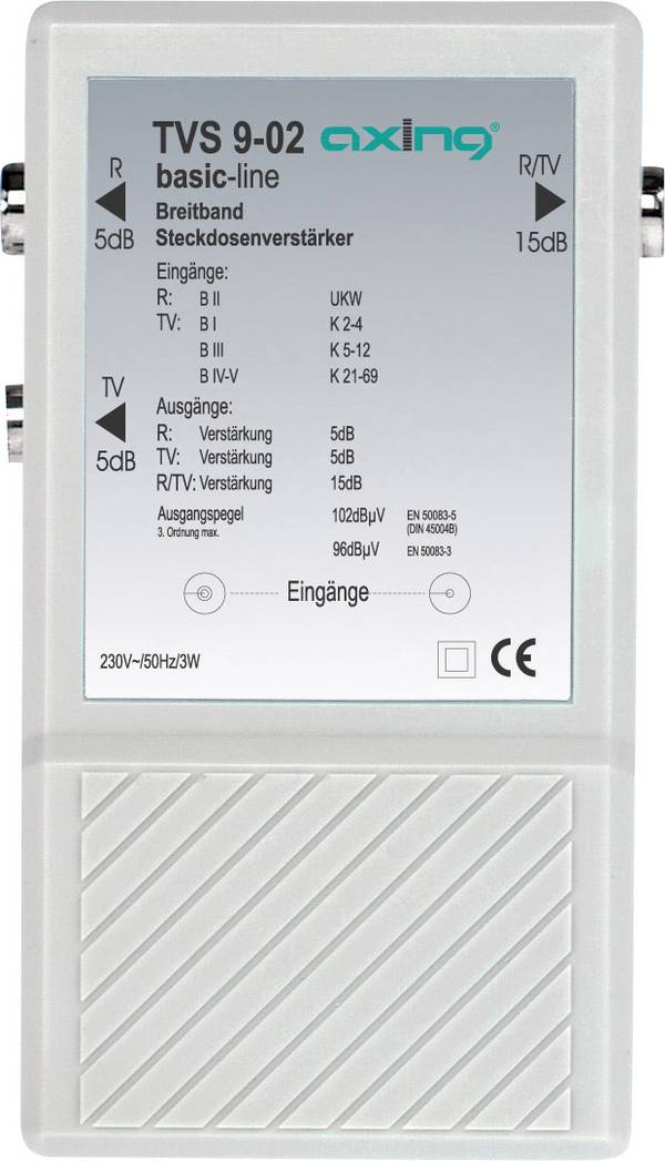 Amplificateur de prise à large bande 10 dB Axing TVS 9
