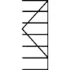 Un motif géométrique de lignes noires formant un design abstrait en zigzag sur un fond blanc.