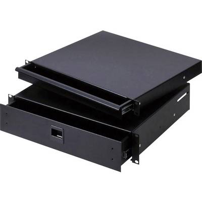 Deux boîtiers d'ordinateur noirs pour rack, dont un avec un tiroir sorti, empilés l'un sur l'autre.