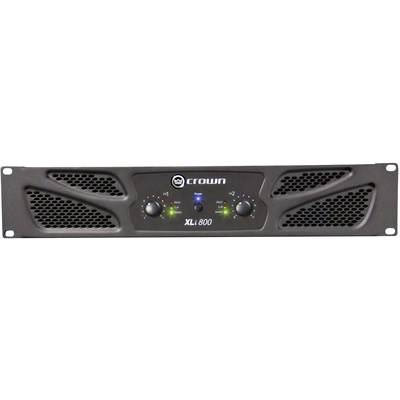 Amplificateur 'Crown XLi 800' dans un boîtier noir avec des fentes de ventilation et des boutons rotatifs, adapté aux techniques audio et aux systèmes de sonorisation.