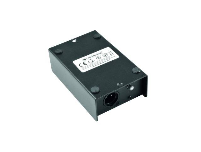 Un appareil électronique noir avec plusieurs ports et une étiquette portant des avertissements et des certifications sur le dessus.
