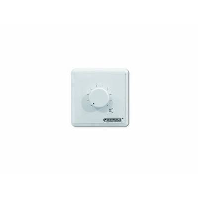 Un bouton de volume blanc avec un symbole de haut-parleur imprimé en haut à droite. Le bouton est réglé à environ 3 sur 10 positions possibles.