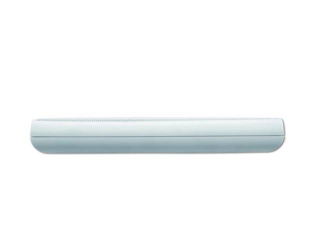 Un haut-parleur soundbar blanc au design élancé et minimaliste, adapté aux systèmes home cinéma.