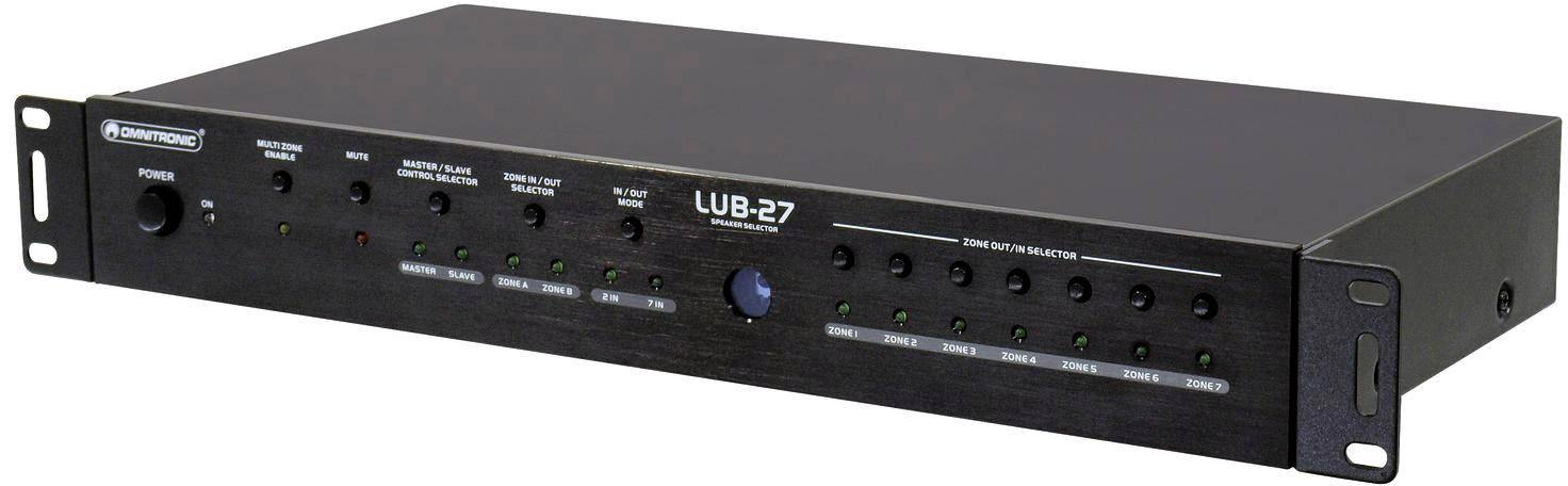 Un appareil audio noir avec plusieurs boutons et voyants lumineux. Il porte la désignation 'WB-27'. Adapté pour un montage en rack.