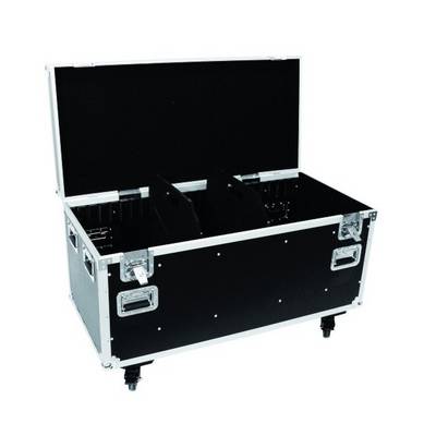 Valise à roulettes noire avec couvercle ouvert, montrant l'espace de rangement intérieur et les cloisons de séparation. Idéale pour le transport d'équipements délicats.