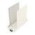 Un élément de conteneur blanc triangulaire avec deux panneaux disposés verticalement et un petit support noir en bas.