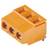 Connecteur tripolaire orange avec bornes à vis, adapté aux câblages électriques dans les projets électroniques.