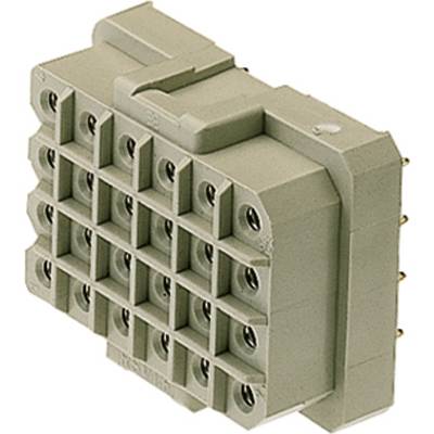 Connecteur électrique enfichable beige avec une grille rectangulaire de connexions. Cinq rangées de cinq bornes chacune.