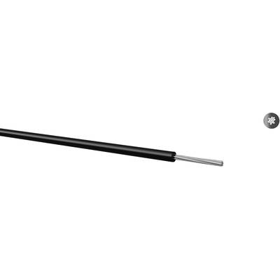 Câble noir avec des fils d'argent exposés à une extrémité, montrant la texture et la structure du câblage.