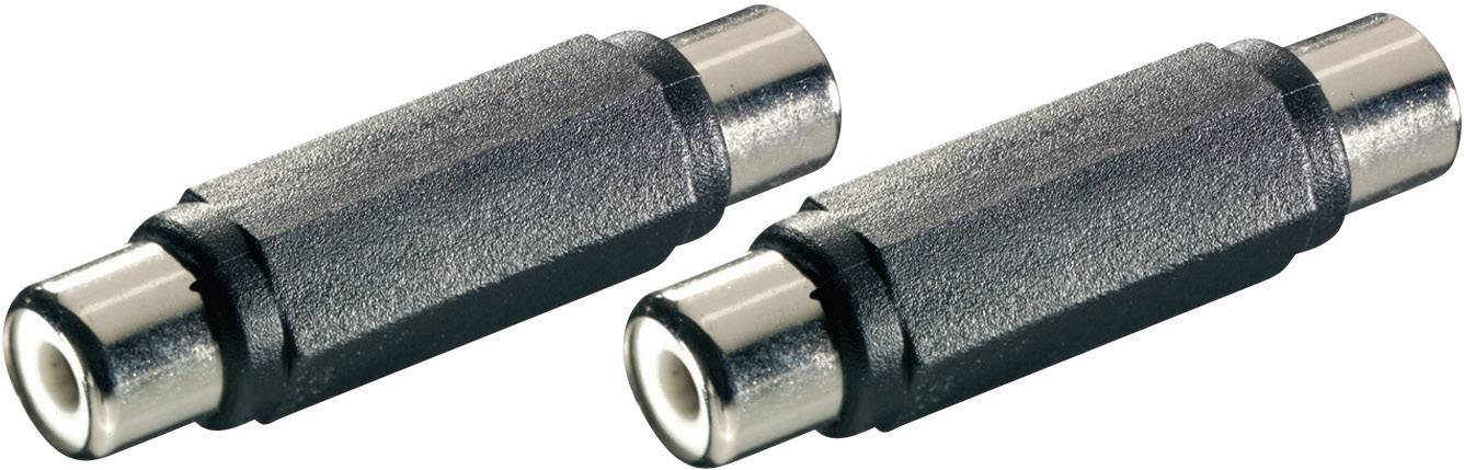 Deux adaptateurs de connecteurs coaxiaux en plastique noir, adaptés pour la connexion d'appareils audio.