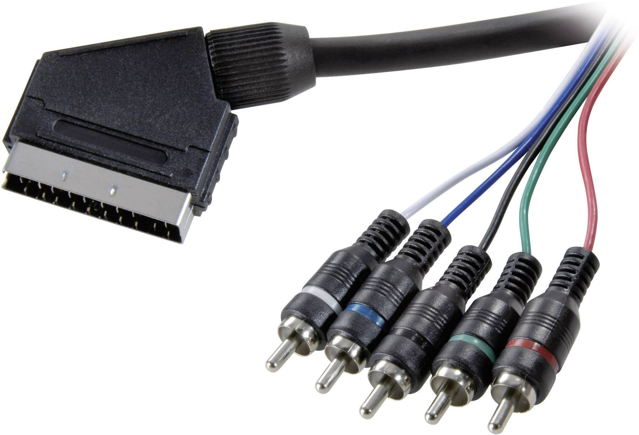 SpeaKa Professional Cinch-RCA Component / péritel TV, récepteur Câble de raccordement [5x Cinch-RCA mâle - 1x péritel mâ