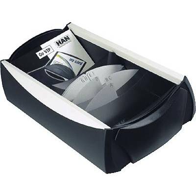 HAN 2000-13 VIP Boîte à cartes de visite 500 cartes (l x H x P) 120 x 80 x 245 mm noir, gris clair polystyrène