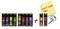 Six paquets de marque-pages adhésifs colorés et un signe plus pointant vers un paquet jaune avec un marqueur.
