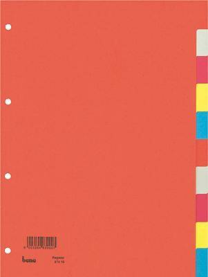Bene 97410 Répertoire DIN A4 blanc Carton recyclé multicolore 10 onglets 97410