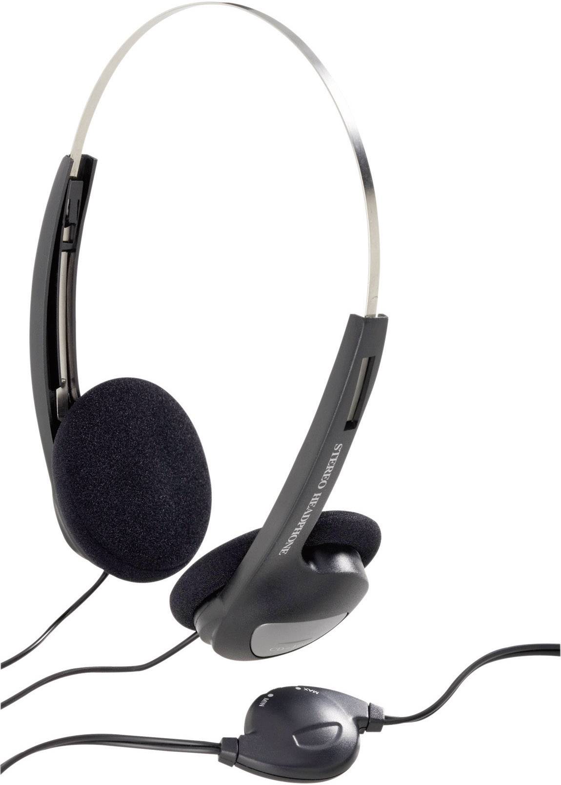 Basetech CD-1000VR Casque supra-auriculaire filaire noir volume réglable, serre-tête léger, pliable