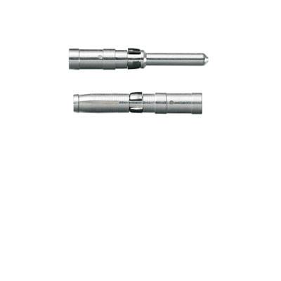 Deux connecteurs métalliques, l'un en vue principale, l'autre de côté, à surface lisse et design cylindrique.
