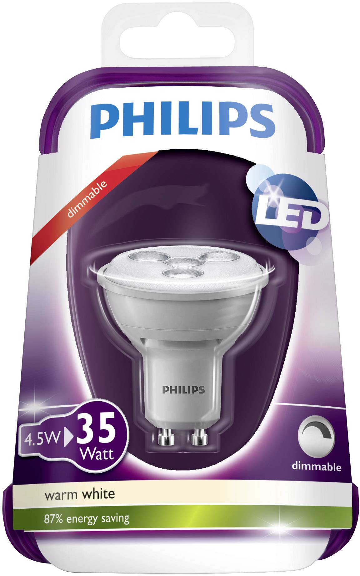 Ampoule LED GU10 Philips 19286200 4.5 W = 35 W blanc chaud (Ø x L) 50