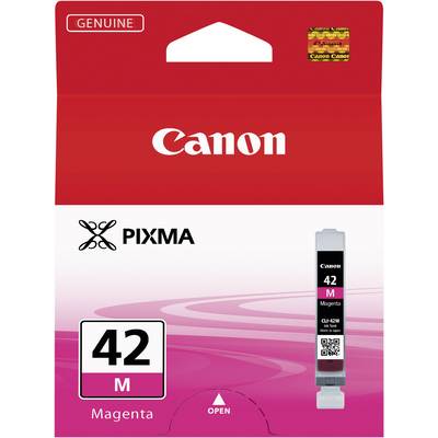 Cartouche d'encre Canon PIXMA, Modèle 42 en Magenta, pour imprimante. L'emballage affiche le logo Canon et un autocollant 'Genuine'.