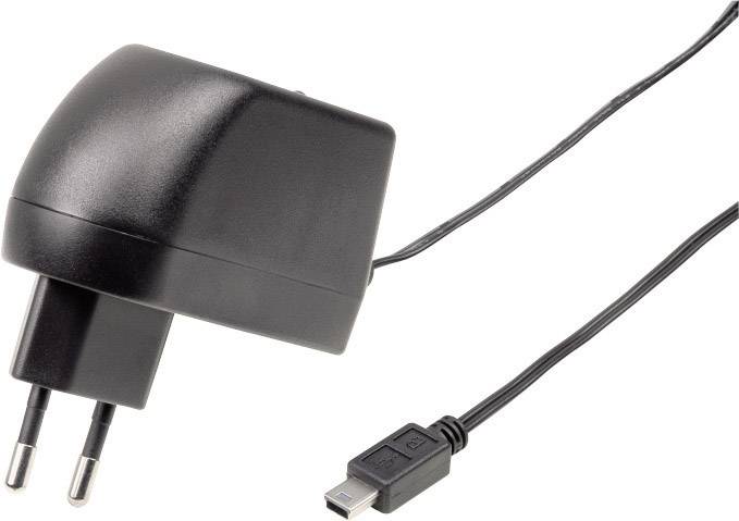 Chargeur noir avec fiche européenne et câble USB, adapté aux appareils électroniques.