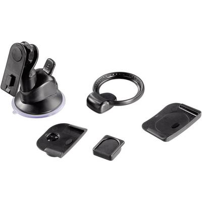 Un ensemble de couleur noire comprenant un support à ventouse et différents composants de fixation pour appareils techniques.