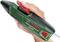 Une main tient un Bosch GluePen vert avec un interrupteur rouge. Le stylet porte l'inscription 'Technologie Lithium-Ion'.