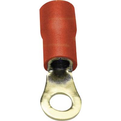 Un cosse de câble rouge avec une extrémité métallique ronde, adapté pour les connexions électriques.
