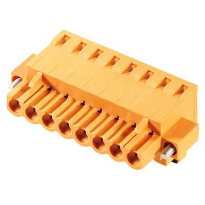 Une prise électrique orange avec huit emplacements de connexion disposés horizontalement, généralement utilisée pour des applications industrielles.