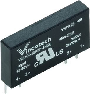 Composant électronique noir 'V23109-S2421-D020' de Vincotech, un relais statique, avec des spécifications d'entrée et de sortie.