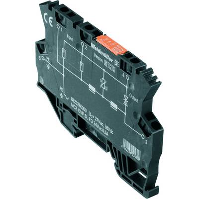 Composant électronique avec schéma de câblage sur le boîtier, montrant les entrées et sorties ainsi que les spécifications de tension.