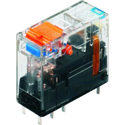 Un cube électrique transparent avec des contacts colorés, typiquement utilisé comme relais dans des circuits électroniques.