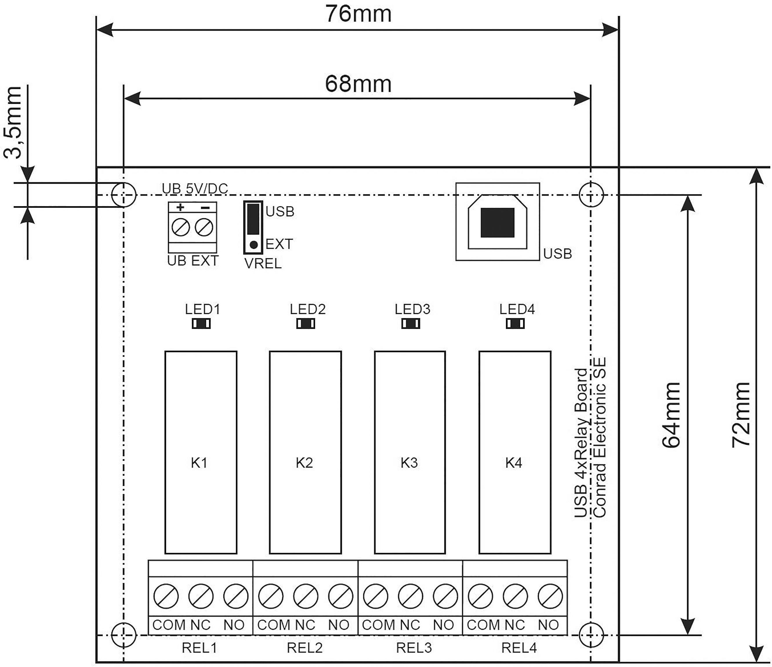 TRU COMPONENTS Carte relais kit monté 5 V/DC-7